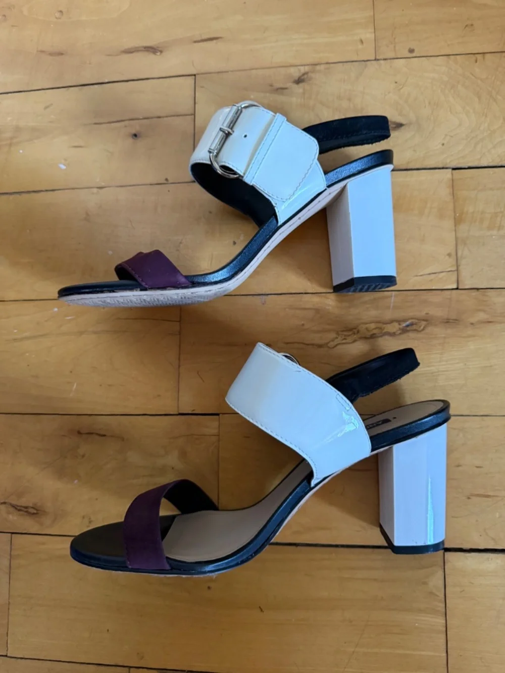 Arezzo Colorblock Block Heel Sandals sz 6